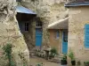 Trôo - Troglodyte house (dug into the cliff) with doors and blue shutters