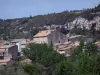Upper Languedoc Regional Nature Park - Houses of a village, rock faces and trees