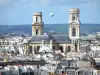 Urban landscape - View of the towers of the Saint-Sulpice church and the rooftops of Paris from the heights of Notre-Dame cathedral