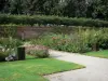 Valloires gardens - Rose garden, path and trees