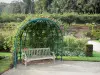 Valloires gardens - Bench, rose garden and trees