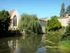 Verteuil-sur-Charente - Antiguo monasterio franciscano, playa sauce llorón, casas y río Charente (Charente valle)