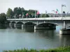 Vichy - Bellerive bridge and its flags, spanning River Allier
