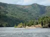 Villefort lake - Lake, beach and mountain; in the Cévennes National Park