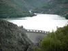 Villefort lake - Villefort dam, lake and mountainous banks