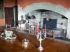Virieu castle - Inside the castle: monumental fireplace of the old kitchen (dining room)