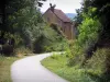 Voie Verte (Green Lane) - Cycle path of the Voie Verte (Green Lane,  former railroad), trees and house