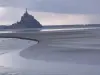 Bay of Mont-Saint-Michel, a tidal wave of evening